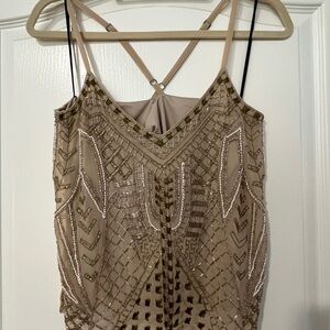 Urban Religion Beaded Geometric Pattern Tank Top